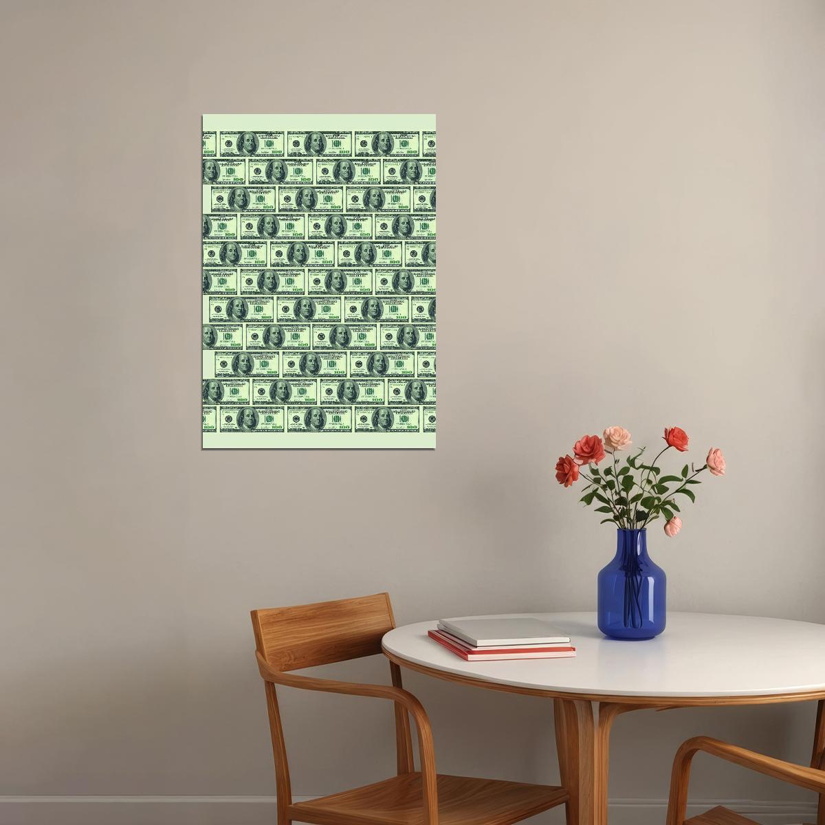 Stacked Dollar Bills Pop Art Poster Graffiti Street Art Money Pattern Modern Financial Print - xonomax