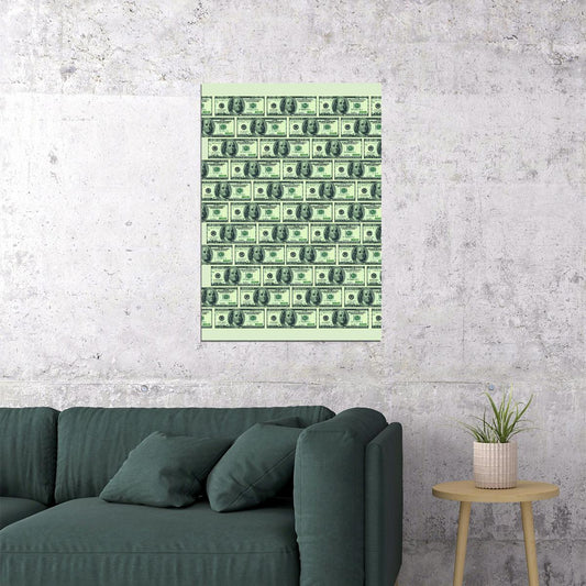 Stacked Dollar Bills Pop Art Poster Graffiti Street Art Money Pattern Modern Financial Print - xonomax