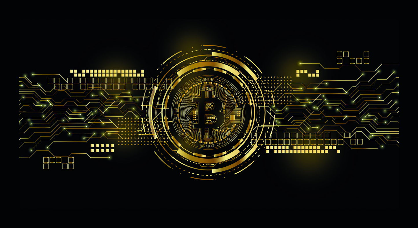 Bitcoin Digital Art Poster Cryptocurrency Future Blockchain Technology Modern Financial Print - xonomax