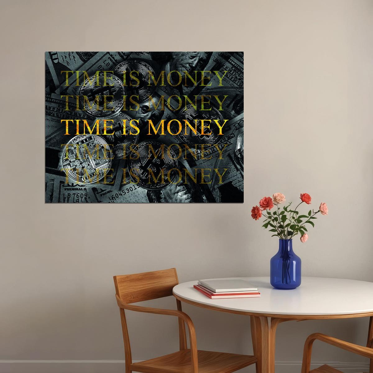 Time Is Money Pop Art Poster Graffiti Street Art Wealth Motivational Quote Modern Print - xonomax