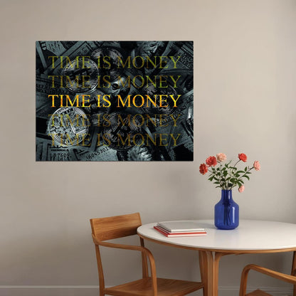 Time Is Money Pop Art Poster Graffiti Street Art Wealth Motivational Quote Modern Print - xonomax