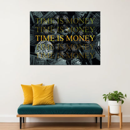 Time Is Money Pop Art Poster Graffiti Street Art Wealth Motivational Quote Modern Print - xonomax