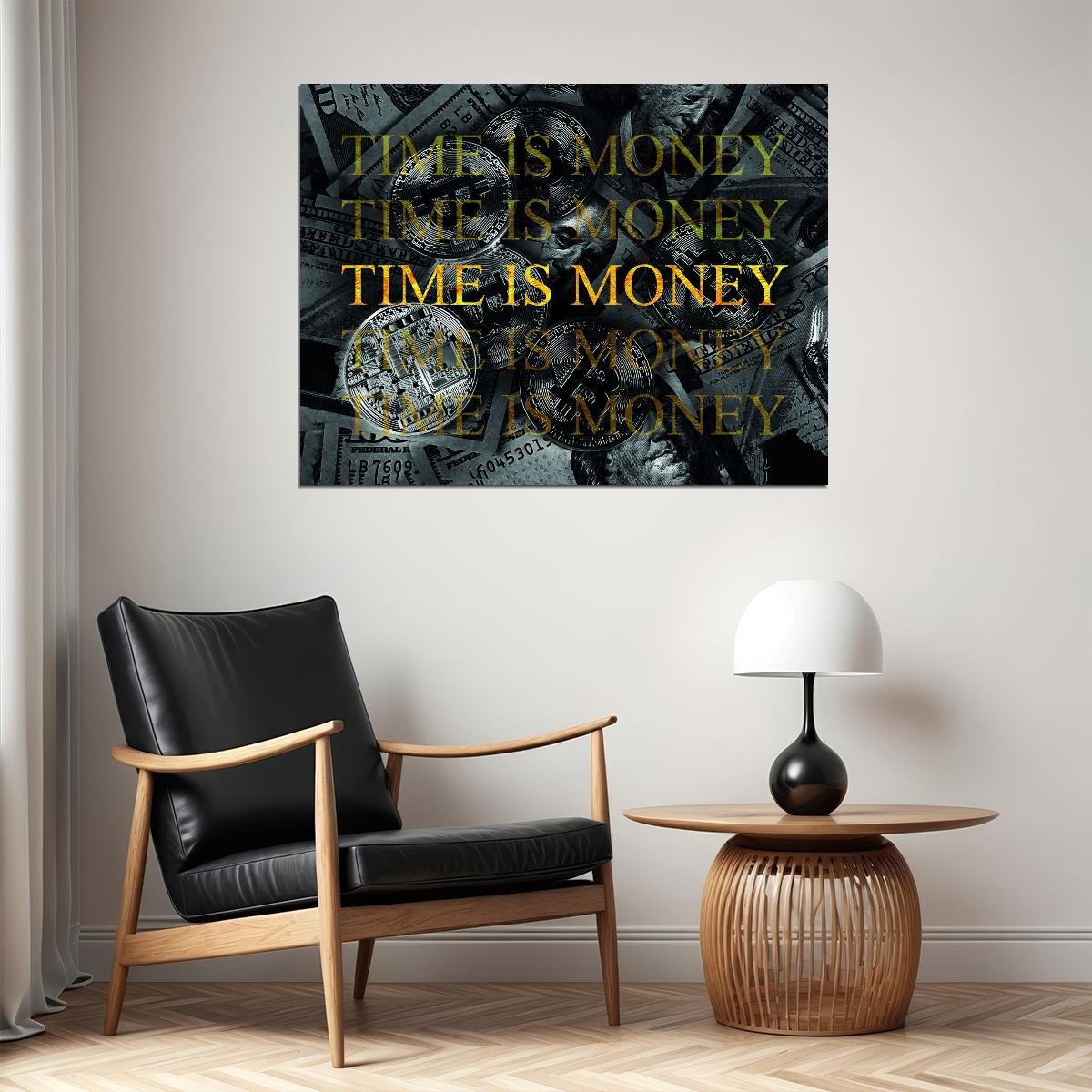 Time Is Money Pop Art Poster Graffiti Street Art Wealth Motivational Quote Modern Print - xonomax