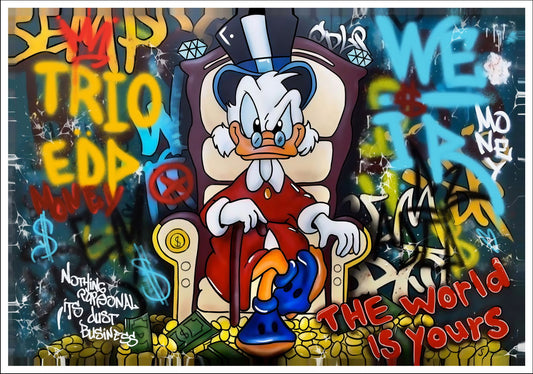 Scrooge McDuck Trio Pop Art Poster Graffiti Street Art Rich Cartoon Character Money Modern Print