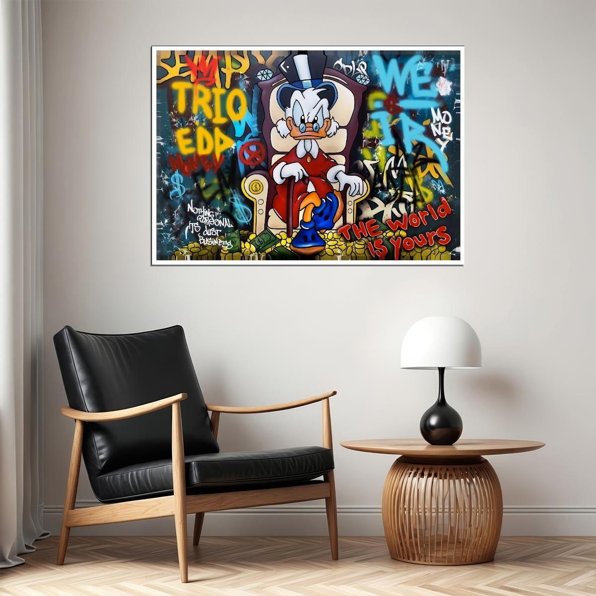 Scrooge McDuck Trio Pop Art Poster Graffiti Street Art Rich Cartoon Character Money Modern Print