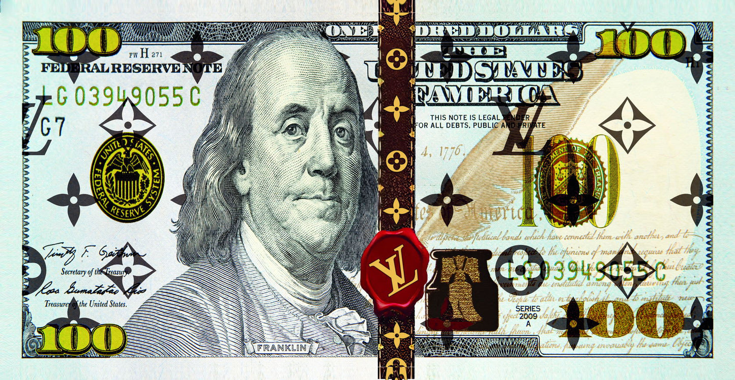 Split Dollar Bill Pop Art Poster Graffiti Street Art Benjamin Franklin Money Modern Design Print - xonomax