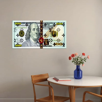 Split Dollar Bill Pop Art Poster Graffiti Street Art Benjamin Franklin Money Modern Design Print - xonomax