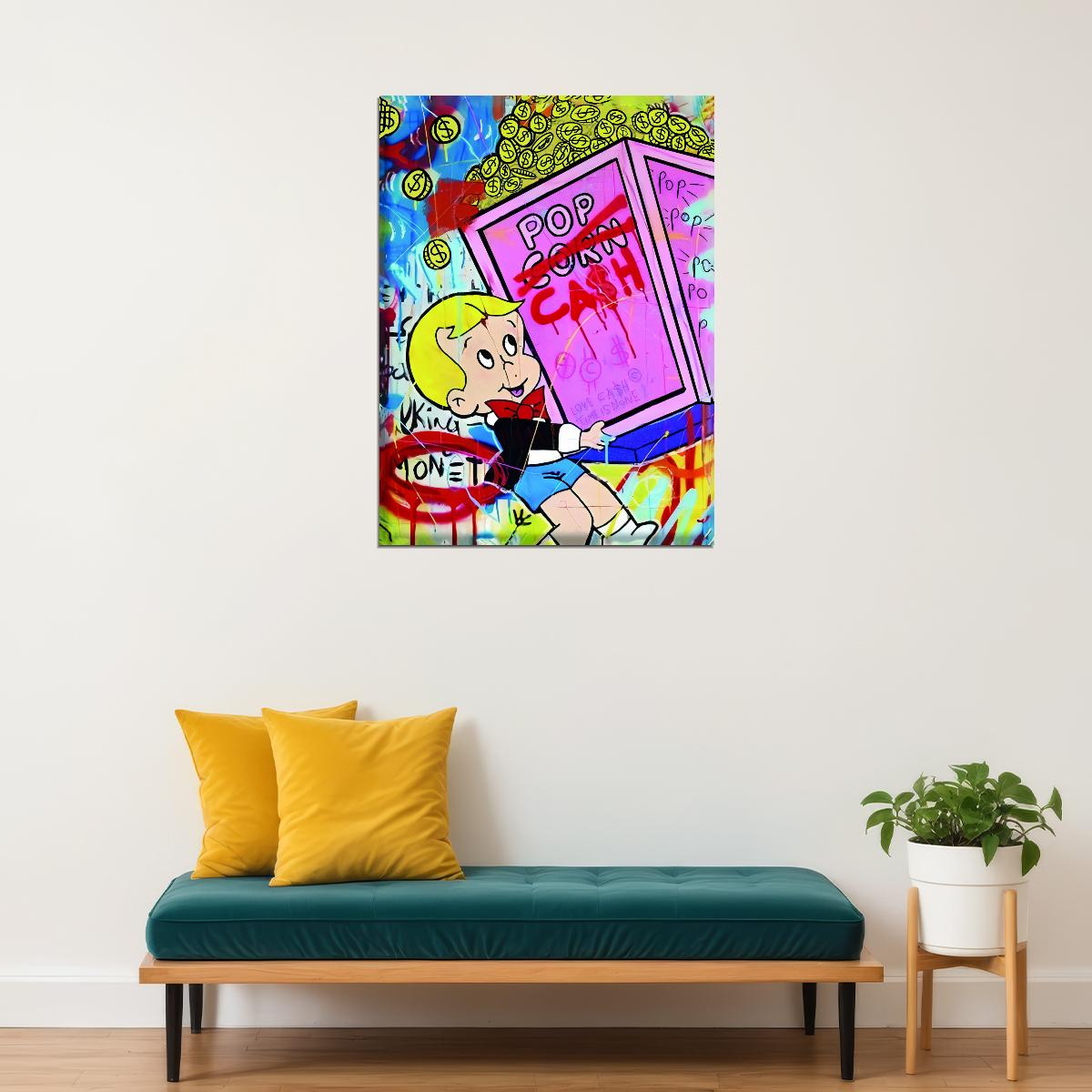 Richie Rich Pop Art Poster Graffiti Street Art Money Safe Cash Cartoon Wealth Modern Print - xonomax