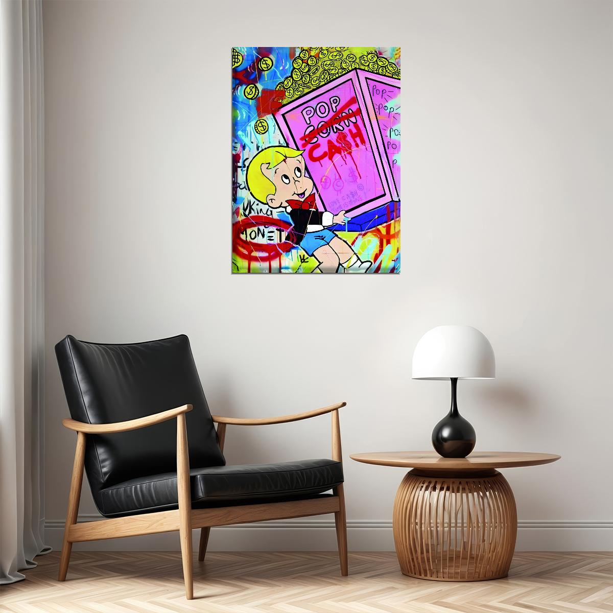 Richie Rich Pop Art Poster Graffiti Street Art Money Safe Cash Cartoon Wealth Modern Print - xonomax