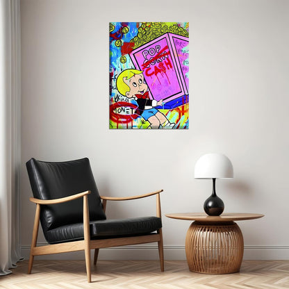 Richie Rich Pop Art Poster Graffiti Street Art Money Safe Cash Cartoon Wealth Modern Print - xonomax