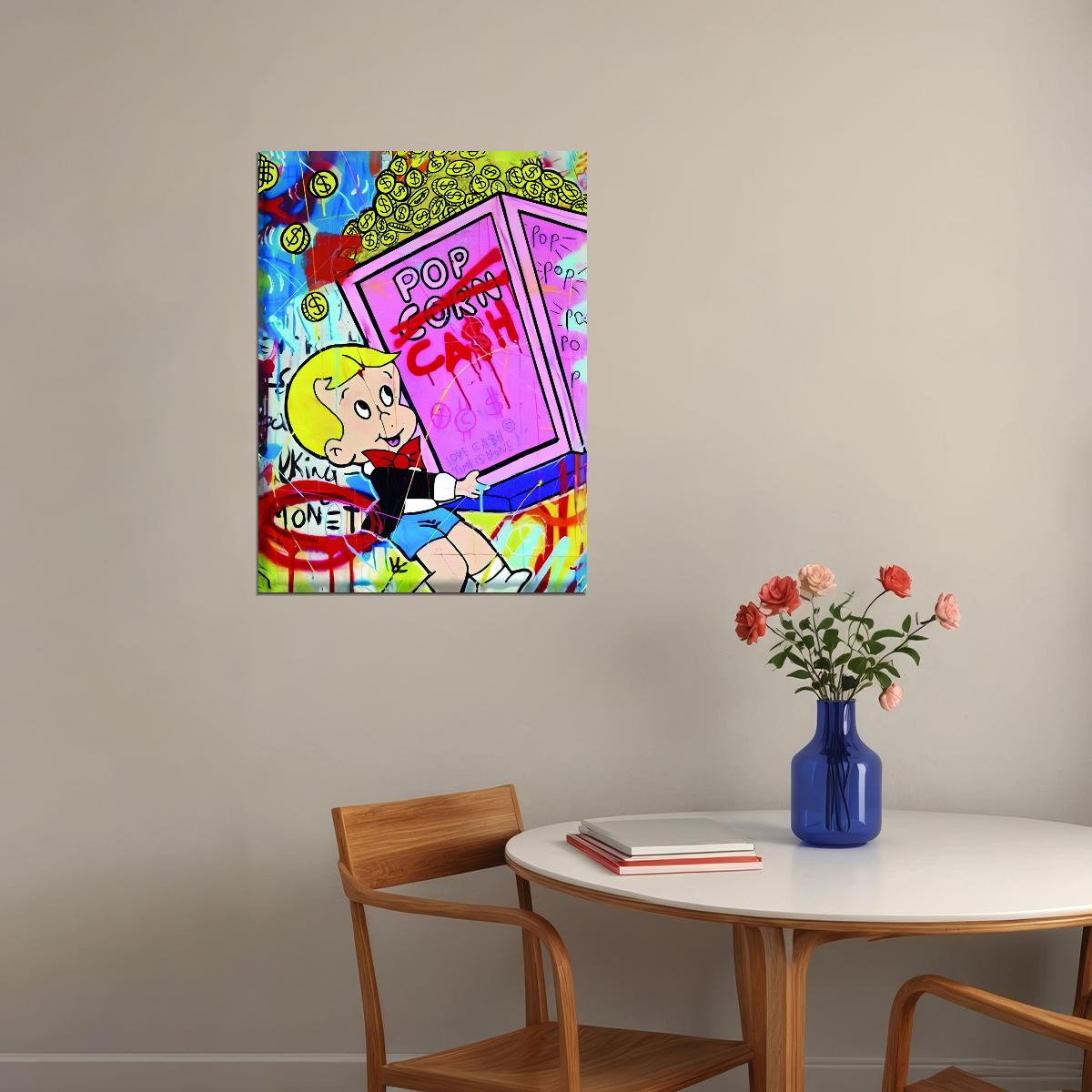 Richie Rich Pop Art Poster Graffiti Street Art Money Safe Cash Cartoon Wealth Modern Print - xonomax