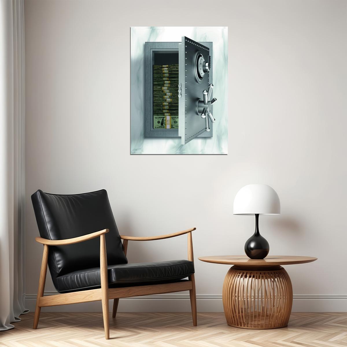 Open Safe Pop Art Poster Graffiti Street Art Money Stack Cash Modern Wealth Print - xonomax