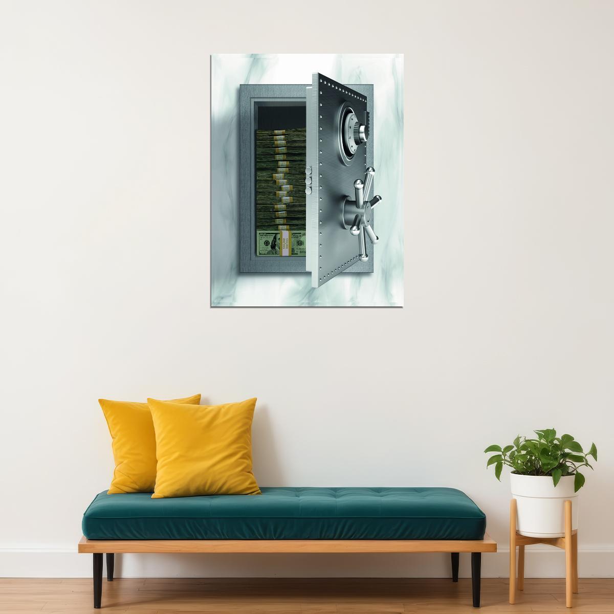 Open Safe Pop Art Poster Graffiti Street Art Money Stack Cash Modern Wealth Print - xonomax