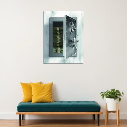 Open Safe Pop Art Poster Graffiti Street Art Money Stack Cash Modern Wealth Print - xonomax