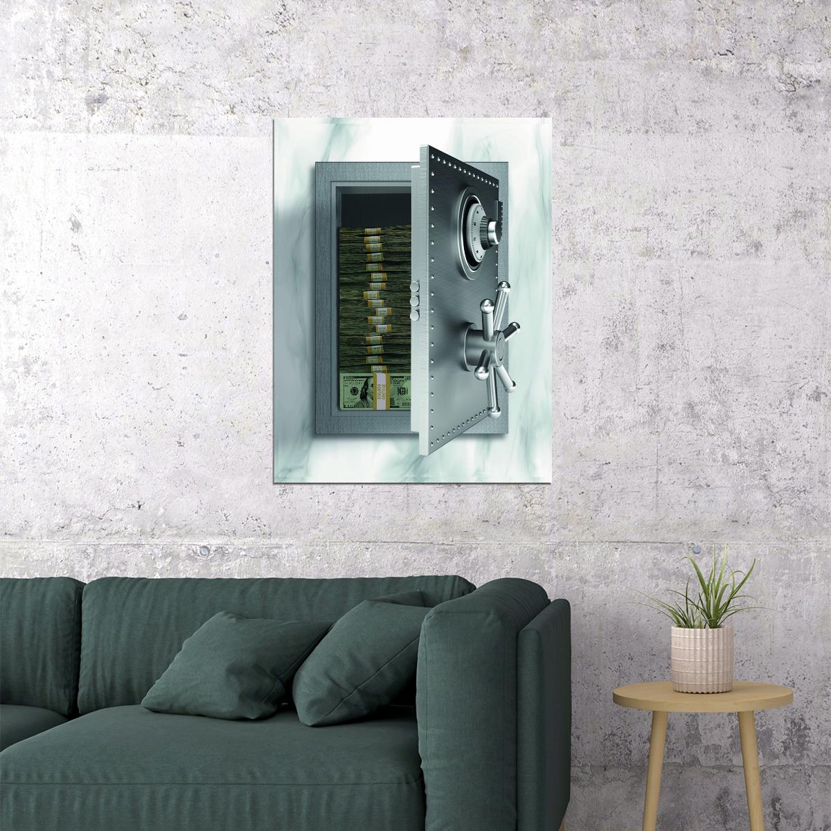Open Safe Pop Art Poster Graffiti Street Art Money Stack Cash Modern Wealth Print - xonomax