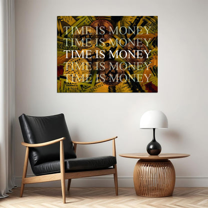Time Is Money Dollar Bills Pop Art Poster Graffiti Street Art Wealth Motivation Modern Print - xonomax