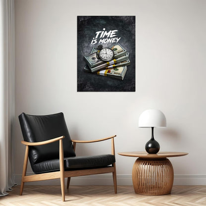 Time Is Money Cash Pop Art Poster Graffiti Street Art Wealth Clock Modern Motivational Print - xonomax