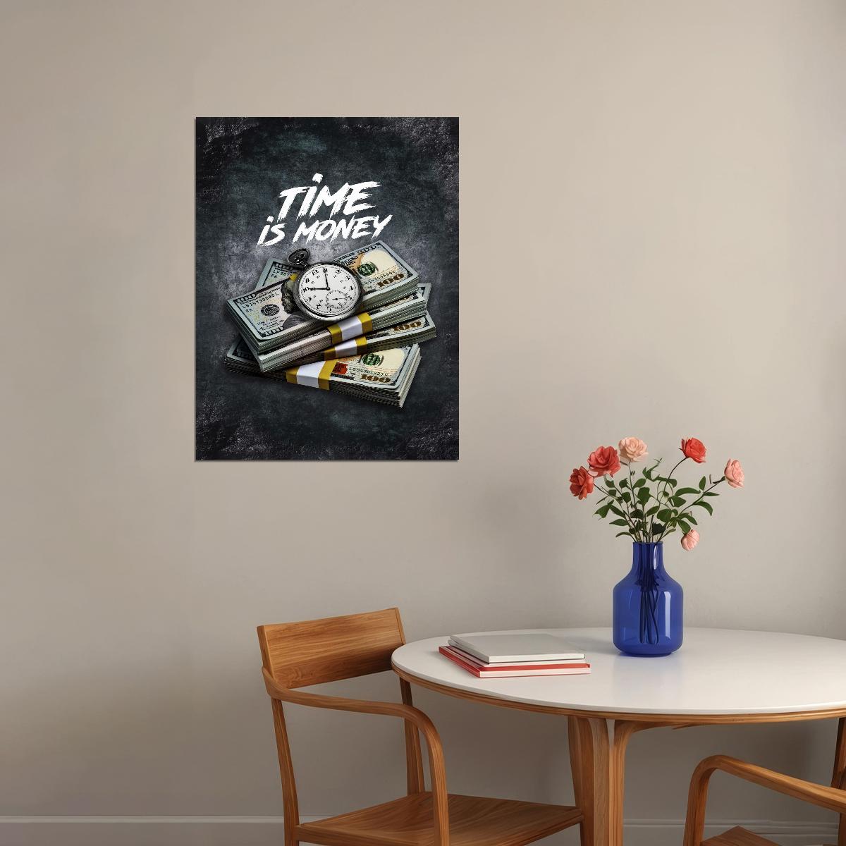 Time Is Money Cash Pop Art Poster Graffiti Street Art Wealth Clock Modern Motivational Print - xonomax