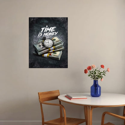 Time Is Money Cash Pop Art Poster Graffiti Street Art Wealth Clock Modern Motivational Print - xonomax