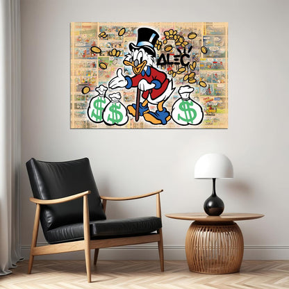 Scrooge McDuck Money Pop Art Poster Graffiti Street Art Wealth Cartoon Rich Life Modern Print