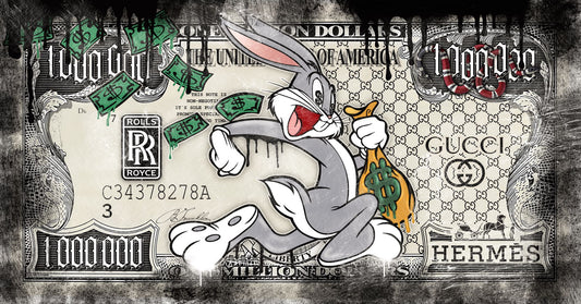 Bugs Bunny Dollar Bill Pop Art Poster Graffiti Street Art Luxury Brands Rolls Royce Hermes Modern Print - xonomax