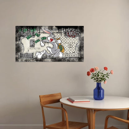 Bugs Bunny Dollar Bill Pop Art Poster Graffiti Street Art Luxury Brands Rolls Royce Hermes Modern Print - xonomax