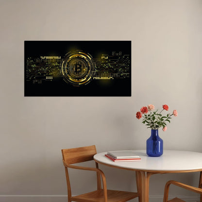Bitcoin Digital Art Poster Cryptocurrency Blockchain Future Financial Revolution Modern Print - xonomax