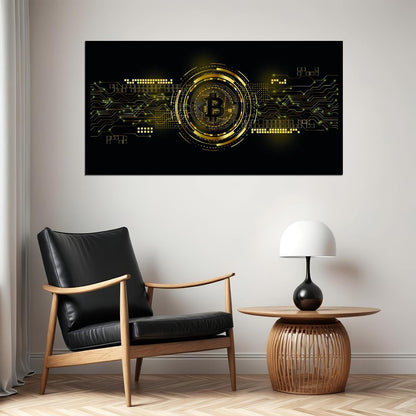 Bitcoin Digital Art Poster Cryptocurrency Blockchain Future Financial Revolution Modern Print - xonomax