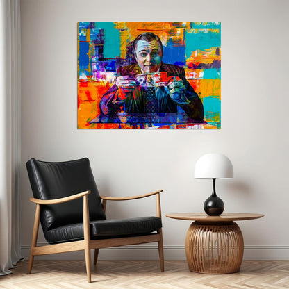 Businessman Colorful Glitch Pop Art Poster Graffiti Street Art Abstract Wealth Modern Print - xonomax
