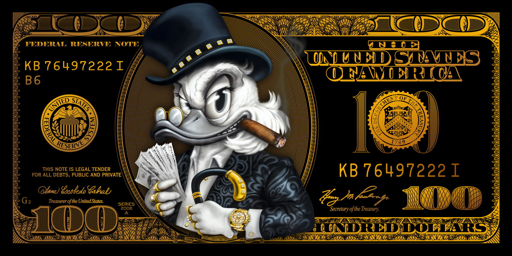 Scrooge McDuck Dollar Pop Art Poster Graffiti Street Art Rich Life Cartoon Modern Money Print - xonomax