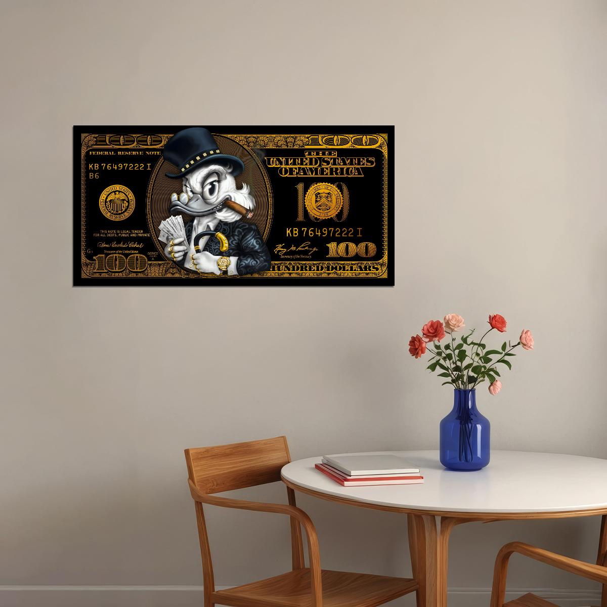 Scrooge McDuck Dollar Pop Art Poster Graffiti Street Art Rich Life Cartoon Modern Money Print - xonomax