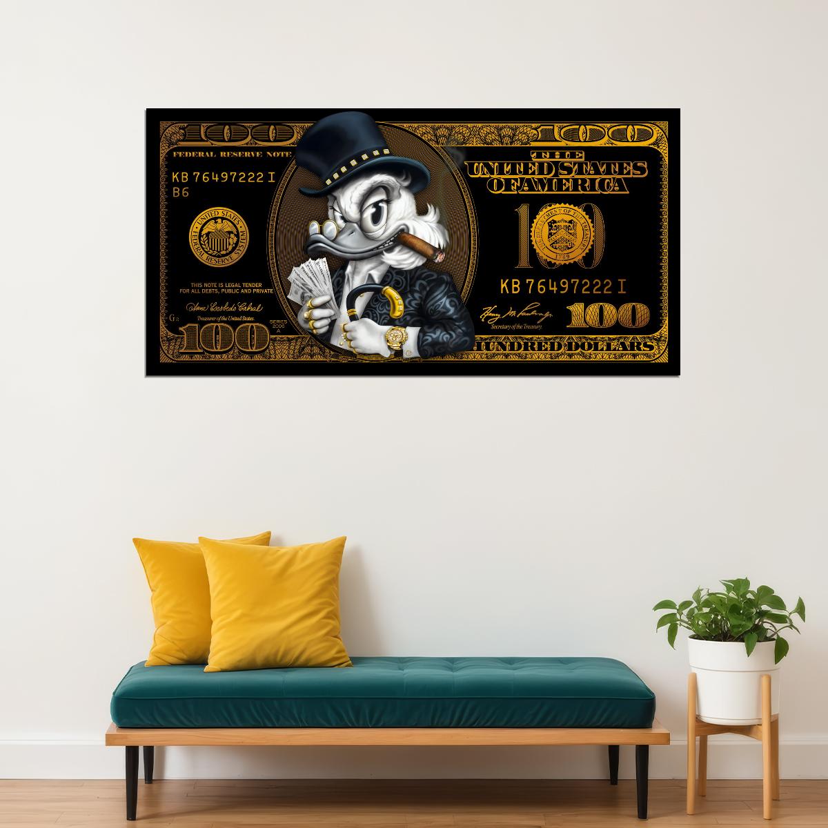 Scrooge McDuck Dollar Pop Art Poster Graffiti Street Art Rich Life Cartoon Modern Money Print - xonomax