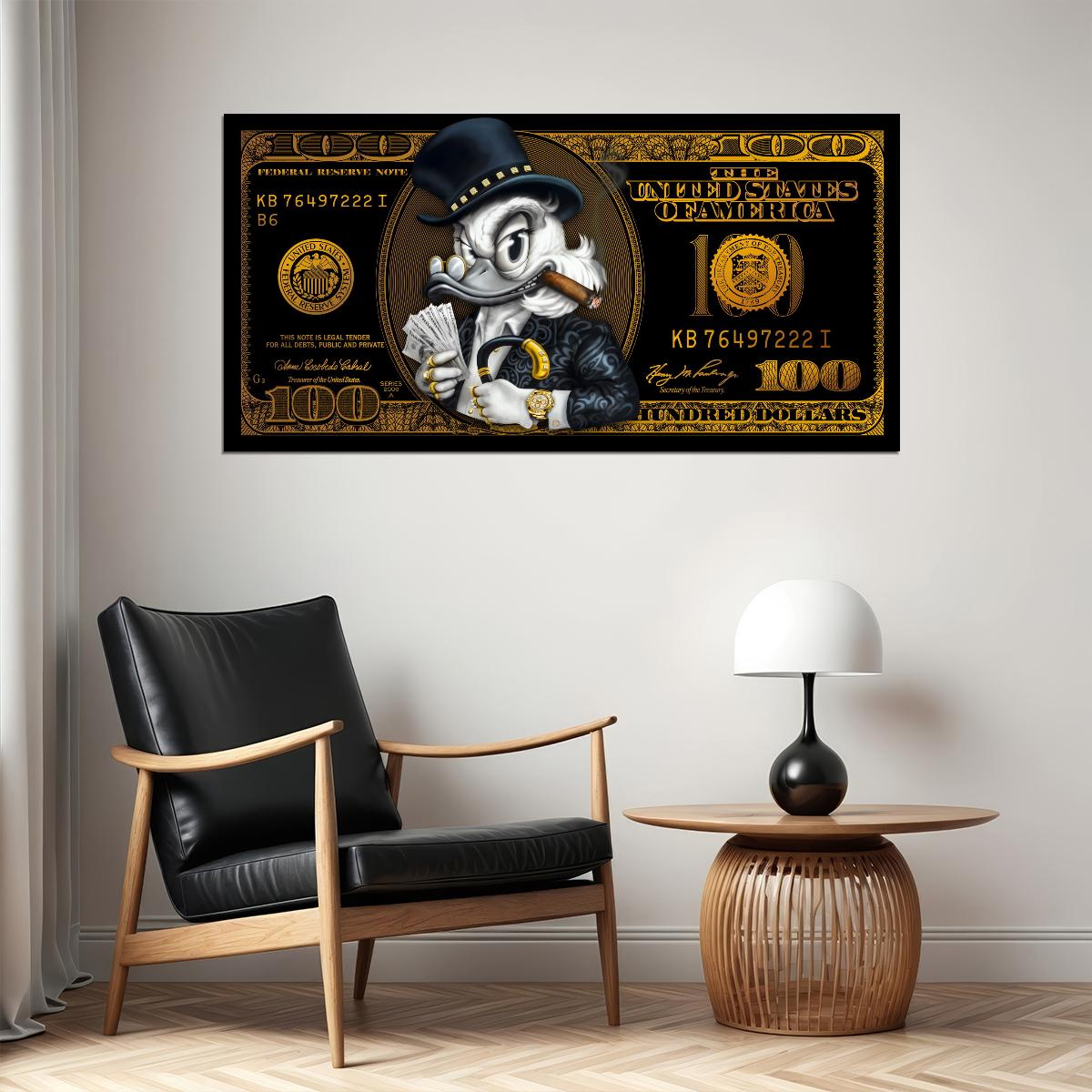 Scrooge McDuck Dollar Pop Art Poster Graffiti Street Art Rich Life Cartoon Modern Money Print - xonomax