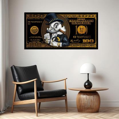 Scrooge McDuck Dollar Pop Art Poster Graffiti Street Art Rich Life Cartoon Modern Money Print - xonomax