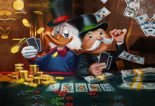 Monopoly and Scrooge Pop Art Poster Gambling Wealth Graffiti Street Art Rich Cartoon Modern Print - xonomax