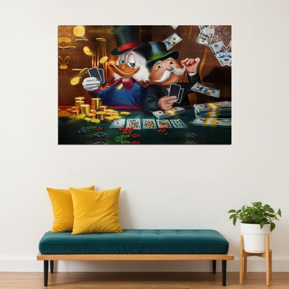 Monopoly and Scrooge Pop Art Poster Gambling Wealth Graffiti Street Art Rich Cartoon Modern Print - xonomax