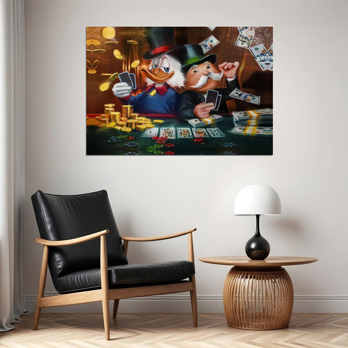 Monopoly and Scrooge Pop Art Poster Gambling Wealth Graffiti Street Art Rich Cartoon Modern Print - xonomax
