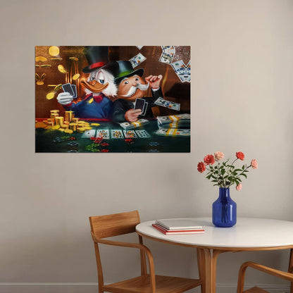 Monopoly and Scrooge Pop Art Poster Gambling Wealth Graffiti Street Art Rich Cartoon Modern Print - xonomax