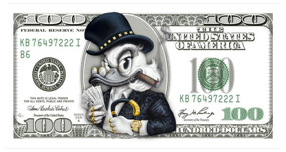 Scrooge McDuck Dollar Bill Pop Art Poster Graffiti Street Art Rich Cartoon Character Money Print