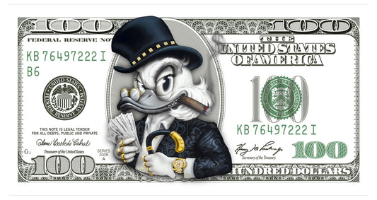 Scrooge McDuck Dollar Bill Pop Art Poster Graffiti Street Art Rich Cartoon Character Money Print