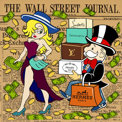 Wall Street Journal Pop Art Poster Monopoly Rich Cartoon Shopping Luxury Modern Print - xonomax