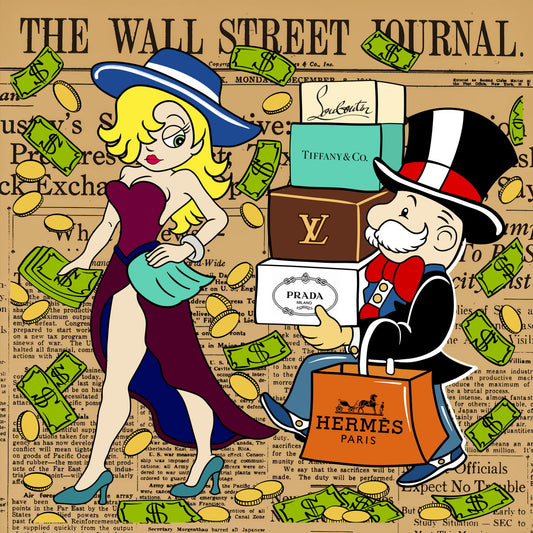 Wall Street Journal Pop Art Poster Monopoly Rich Cartoon Shopping Luxury Modern Print - xonomax