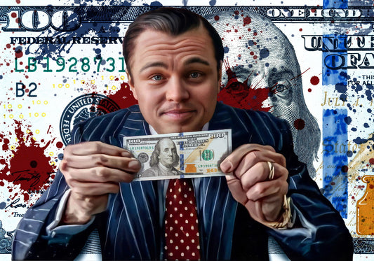 Wolf of Wall Street Money Pop Art Poster Graffiti Street Art Leonardo DiCaprio Financial Wealth Print