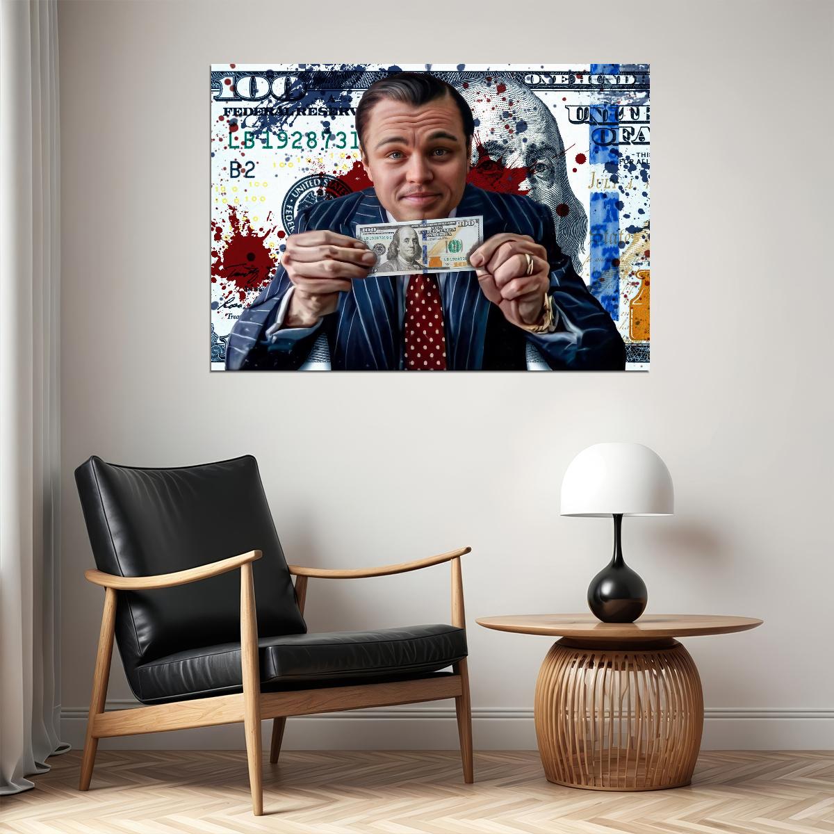 Wolf of Wall Street Money Pop Art Poster Graffiti Street Art Leonardo DiCaprio Financial Wealth Print