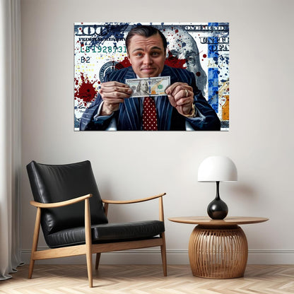 Wolf of Wall Street Money Pop Art Poster Graffiti Street Art Leonardo DiCaprio Financial Wealth Print