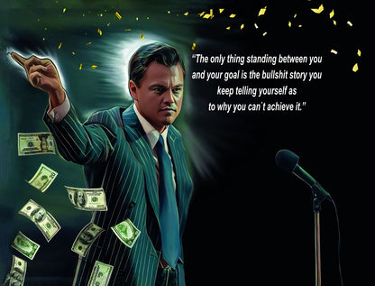 Motivational Money Speech Pop Art Poster Graffiti Street Art Financial Success Wolf of Wall Street Print - xonomax