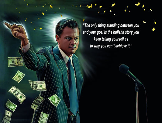Motivational Money Speech Pop Art Poster Graffiti Street Art Financial Success Wolf of Wall Street Print - xonomax