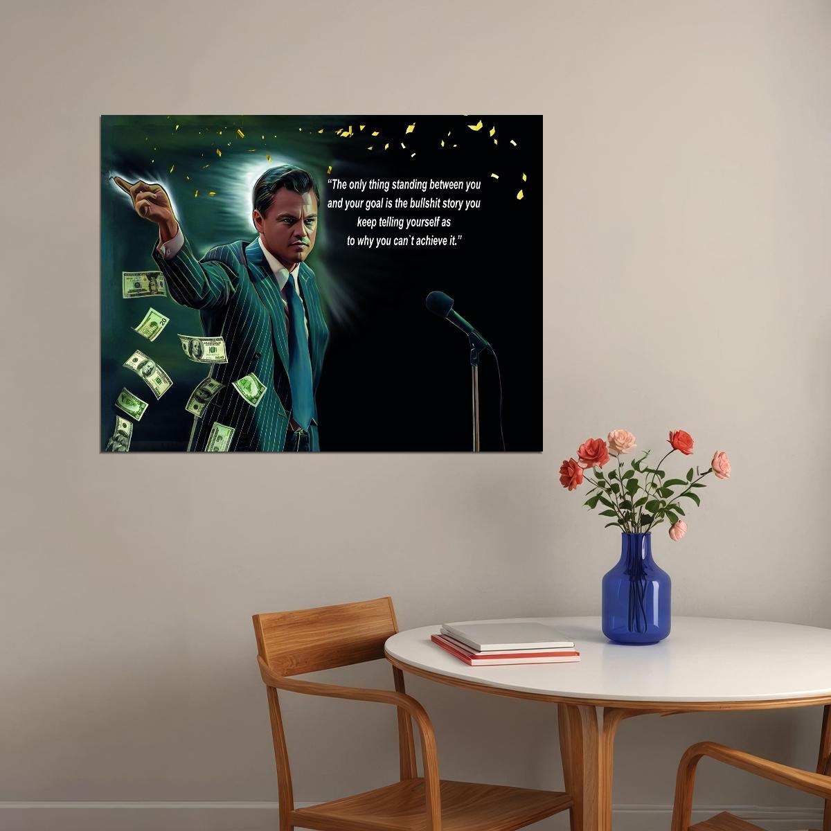 Motivational Money Speech Pop Art Poster Graffiti Street Art Financial Success Wolf of Wall Street Print - xonomax