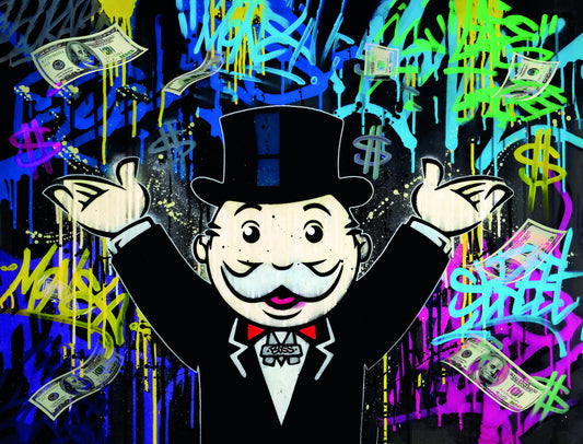 Monopoly Rich Uncle Pennybags Pop Art Poster Graffiti Street Art Wealth Cartoon Money Print - xonomax