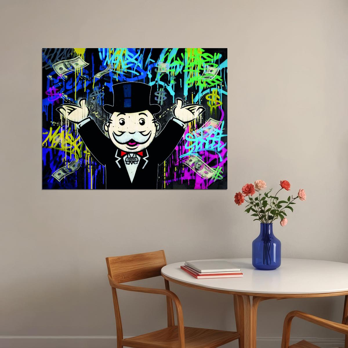 Monopoly Rich Uncle Pennybags Pop Art Poster Graffiti Street Art Wealth Cartoon Money Print - xonomax